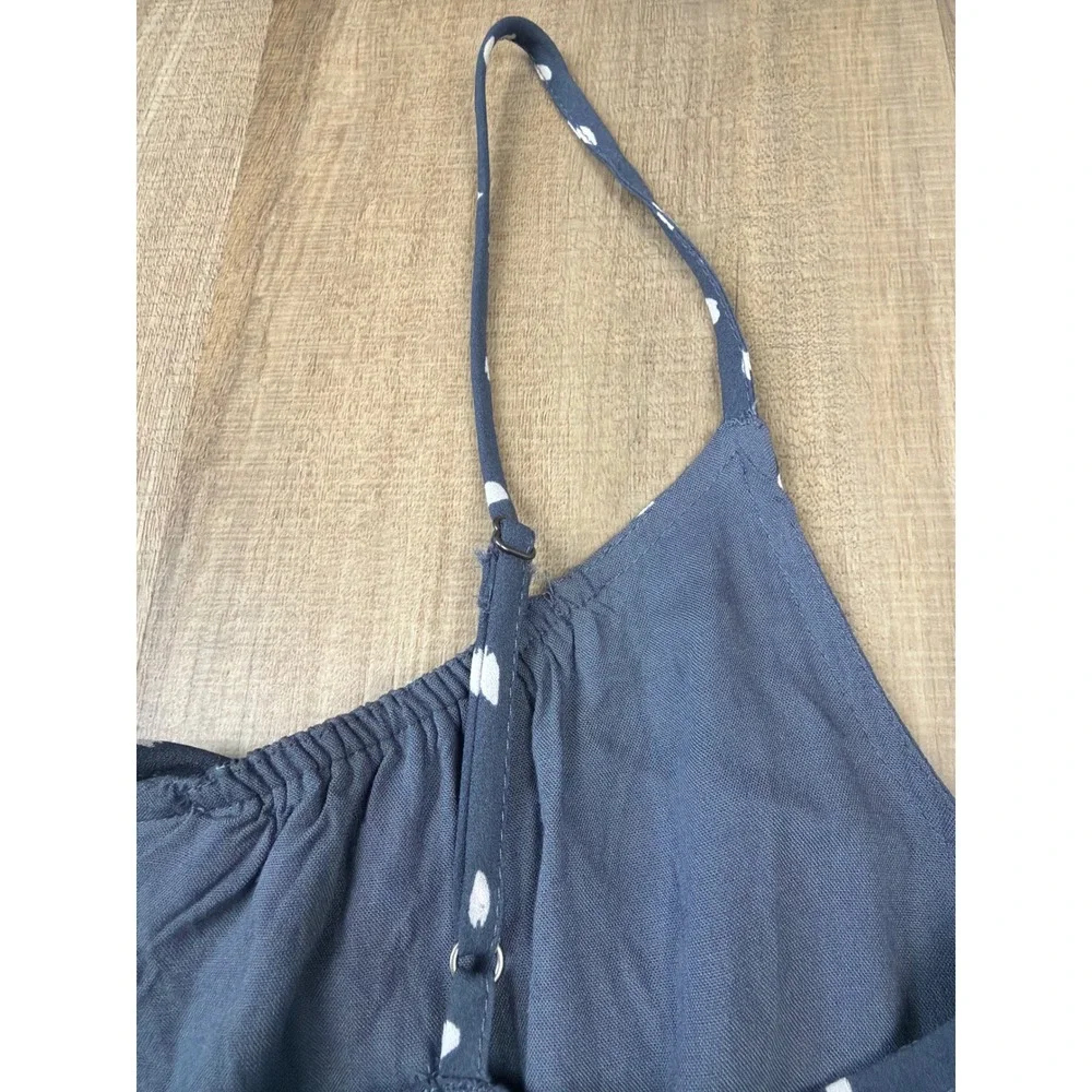 Abercrombie & Fitch Blue White Petal Print Tie Front Smocked Mini Dress Size ST - Picture 7 of 9